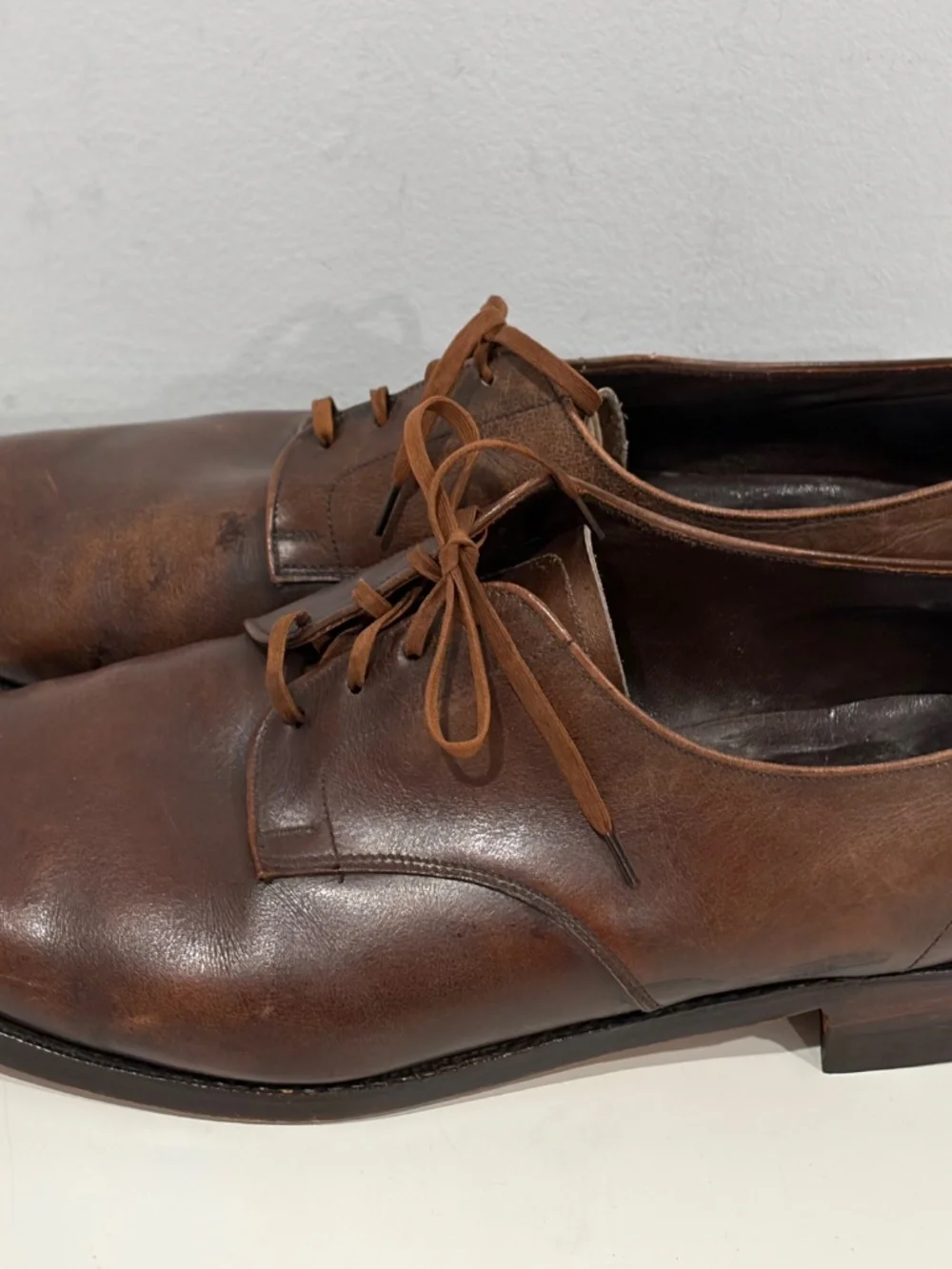 Brooks Brothers Brown Leather Plain Toe Derby Dress Shoes Mens Size 12